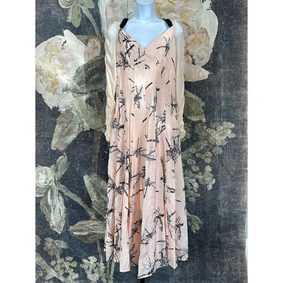 New By Anthropologie Dragonfly Novelty Sweetheart Midi Dress Size US6 - Picture 6 of 10